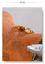 Yhpup 7 #   Anel aberto de fundição de aço inoxidável, pedra de concha de tigre natural, fritilary, joias da moda para mulheres, novo
