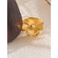Yhpup Anel de dedo grande e elegante de aço inoxidável, personalidade ajustável, moderno, banhado a ouro 18k, joias da moda para mulheres
