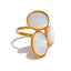 Yhpup luxo de alta qualidade concha natural flor dourada anel ajustável moda 316 aço inoxidável tecnologia fundida charme jóias