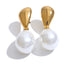 Yhpup popular chegada simulado pérolas gota geométrica brincos elegantes elegante aço inoxidável versátil diário jóias presente