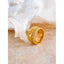 Yhpup elegante anel largo de zircônia cúbica redonda de aço inoxidável 18K PVD joias de temperamento banhadas a ouro