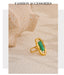 Yhpup pedra natural verde ágata manguito aberto anel ajustável 18k pvd banhado a aço inoxidável dourado moda dedo jóias presente