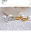 Yhpup alta qualidade imitação de pérolas gota aço inoxidável dourado coreano hoop brincos encantos moda jóias bijoux femme presente