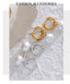 Yhpup alta qualidade imitação de pérolas gota aço inoxidável dourado coreano hoop brincos encantos moda jóias bijoux femme presente