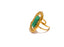 Yhpup pedra natural verde ágata manguito aberto anel ajustável 18k pvd banhado a aço inoxidável dourado moda dedo jóias presente