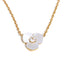 Yhpup à prova d'água exclusivo concha natural flor colar dourado brincos anel pulseira conjunto de aço inoxidável joias de fada doce