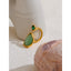 Yhpup chegada verde pedra natural zircônia gota de água geométrica anel dourado para mulheres aço inoxidável elegante jóias presente