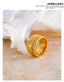 Yhpup elegante anel largo de zircônia cúbica redonda de aço inoxidável 18K PVD joias de temperamento banhadas a ouro