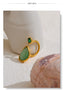 Yhpup chegada verde pedra natural zircônia gota de água geométrica anel dourado para mulheres aço inoxidável elegante jóias presente