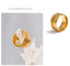 Yhpup elegante anel largo de zircônia cúbica redonda de aço inoxidável 18K PVD joias de temperamento banhadas a ouro