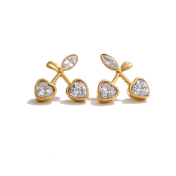 Brincos Elegantes de Cereja com Zircônia – Aurora Joias