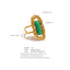 Yhpup pedra natural verde ágata manguito aberto anel ajustável 18k pvd banhado a aço inoxidável dourado moda dedo jóias presente