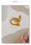 Yhpup chegada verde pedra natural zircônia gota de água geométrica anel dourado para mulheres aço inoxidável elegante jóias presente