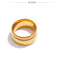 Yhpup elegante anel largo de zircônia cúbica redonda de aço inoxidável 18K PVD joias de temperamento banhadas a ouro