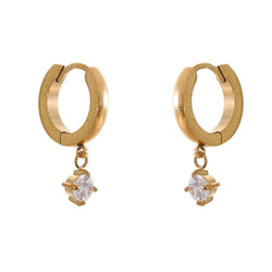 Yhpup moda aço inoxidável brilhante zircônia gota brincos de argola delicado diário charme jóias atacado 18k pvd banhado 2024