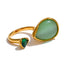Yhpup chegada verde pedra natural zircônia gota de água geométrica anel dourado para mulheres aço inoxidável elegante jóias presente