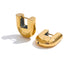 Yhpup 2024 316L aço inoxidável metal brilhante em forma de U brincos de argola ocos 18K PVD banhado a textura joias atraentes à prova d'água