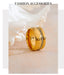 Yhpup elegante anel largo de zircônia cúbica redonda de aço inoxidável 18K PVD joias de temperamento banhadas a ouro