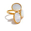 Yhpup luxo de alta qualidade concha natural flor dourada anel ajustável moda 316 aço inoxidável tecnologia fundida charme jóias