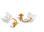 Yhpup brincos de aço inoxidável estilo coreano, elegantes, pérolas simuladas, resina, flor, zircônia, dourado, joias de fadas diárias
