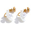 Yhpup brincos de aço inoxidável estilo coreano, elegantes, pérolas simuladas, resina, flor, zircônia, dourado, joias de fadas diárias