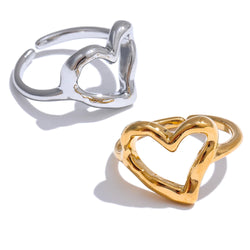 Anillo Corazón Hueco Ajustable Aurora Joyería