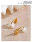 Yhpup brincos de aço inoxidável estilo coreano, elegantes, pérolas simuladas, resina, flor, zircônia, dourado, joias de fadas diárias