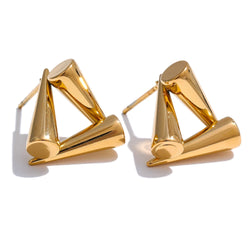 Yhpup 2024 aço inoxidável triângulo geometria incomum brincos à prova de ferrugem metal 18k pvd banhado na moda jóias diárias bijoux