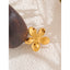 Yhpup Anel de dedo grande e elegante de aço inoxidável, personalidade ajustável, moderno, banhado a ouro 18k, joias da moda para mulheres