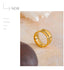 Yhpup elegante anel largo de zircônia cúbica redonda de aço inoxidável 18K PVD joias de temperamento banhadas a ouro