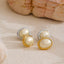 Yhpup estilo coreano amarelo simulado pérola oval brincos para mulheres de aço inoxidável 18k pvd banhado diariamente moda jóias presente