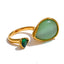 Yhpup chegada verde pedra natural zircônia gota de água geométrica anel dourado para mulheres aço inoxidável elegante jóias presente