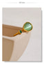 Yhpup chegada verde pedra natural zircônia gota de água geométrica anel dourado para mulheres aço inoxidável elegante jóias presente