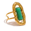 Yhpup pedra natural verde ágata manguito aberto anel ajustável 18k pvd banhado a aço inoxidável dourado moda dedo jóias presente