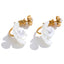 Yhpup brincos de aço inoxidável estilo coreano, elegantes, pérolas simuladas, resina, flor, zircônia, dourado, joias de fadas diárias