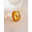 Yhpup elegante anel largo de zircônia cúbica redonda de aço inoxidável 18K PVD joias de temperamento banhadas a ouro