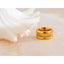 Yhpup elegante anel largo de zircônia cúbica redonda de aço inoxidável 18K PVD joias de temperamento banhadas a ouro