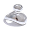 Yhpup Anel de dedo geométrico com textura de aço inoxidável banhado a PVD 18K para mulheres individualista elegante metal ajustável joia presente